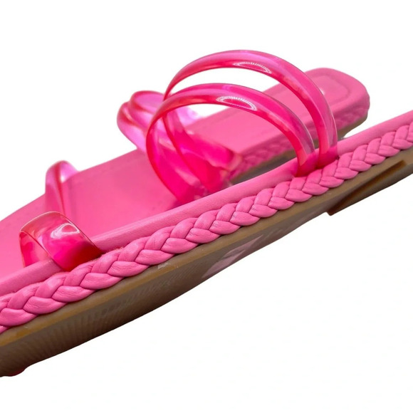 Nordstrom BP Viola Braided Flat Slide Sandals in Barbie Pink Size 8 - Picture 4 of 10